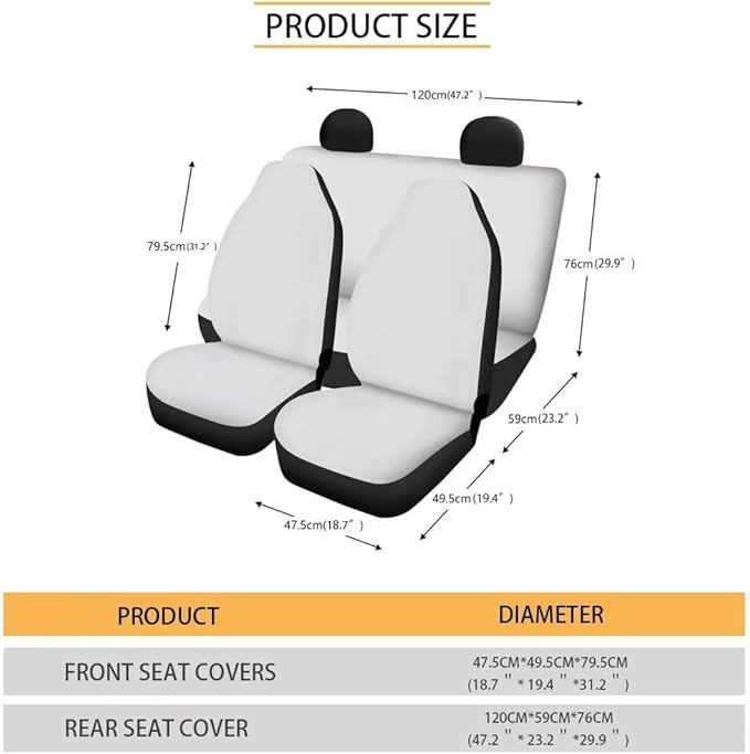 KEIAHUAN Blue Wolf Print Car Seat Covers for Men Automotive Front and Rear Split Bench Seat Cover Set Washable Breathable Universal Fits Most Vehicle Truck,SUV