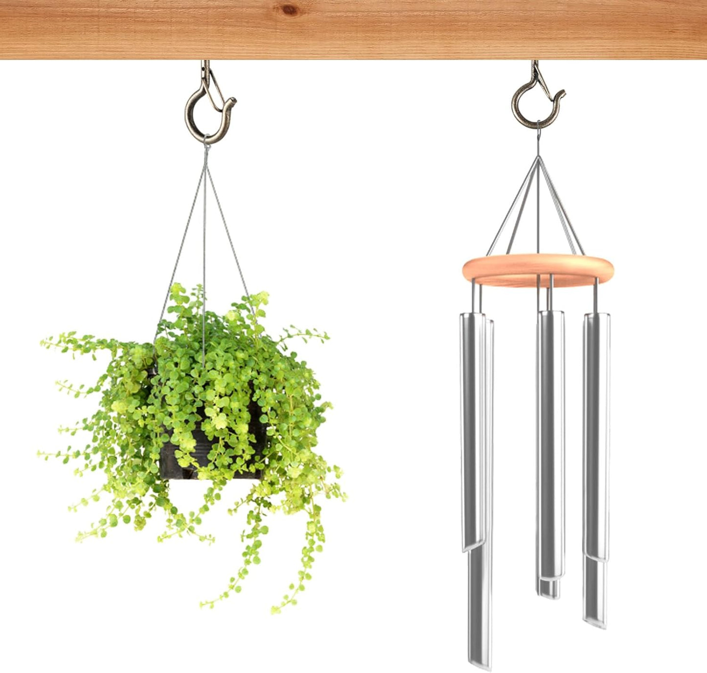36 PCS Q-Hanger Hooks, Screw Hooks for Outdoor String Lights, Safety Buckle Design Cup Eye Hook for Hanging Christmas Lights, Plants, Mounted on Wall Ceiling, Include 1 Wing Nut Driver, Copper