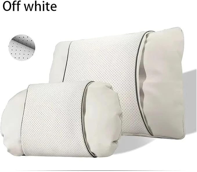 1/2PCS PU Leather Car Neck Pillow & Lumbar Support Cushion, Breathable Universal Seat Headrest Waist Pad, Soft Support Cushion for Daily Driving and Travel(B Style)