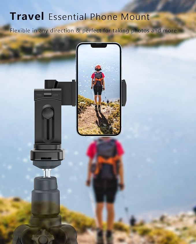 MiiKARE Travel Essentials Airplane Phone Holder, Universal Handsfree Phone Mount for Flying with 360 Degree Rotation, Travel Must Haves Phone Stand for Desk, Tray Table, Pro