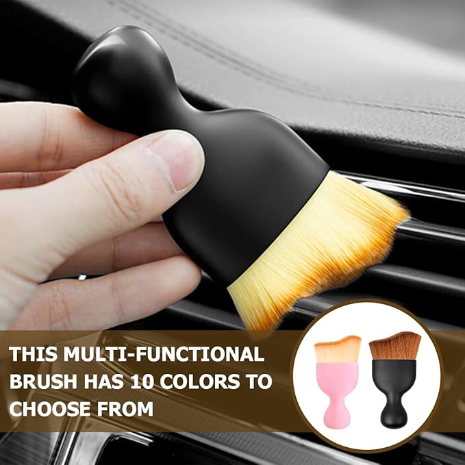 Blilo Car Interior Detailing Brush, Auto Soft Hair Cleaning Brushes, Curved Dirt Dust Collectors, Removal Tool for Dashboard Air Conditioner Vents Leather, Scratch Free (White/Pink/1PCS)