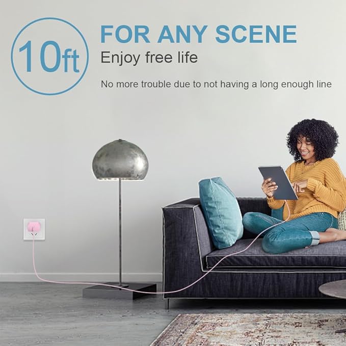 iPhone Charger Fast Charging 10FT iPhones 17 16 15 Charger 3 Pack Type C Chargers USB C Charger Compatible with iPhone Air 17/17 Plus/17 Pro/17 Pro Max/16/16 Plus/16 Pro/16 Pro Max (Pink)