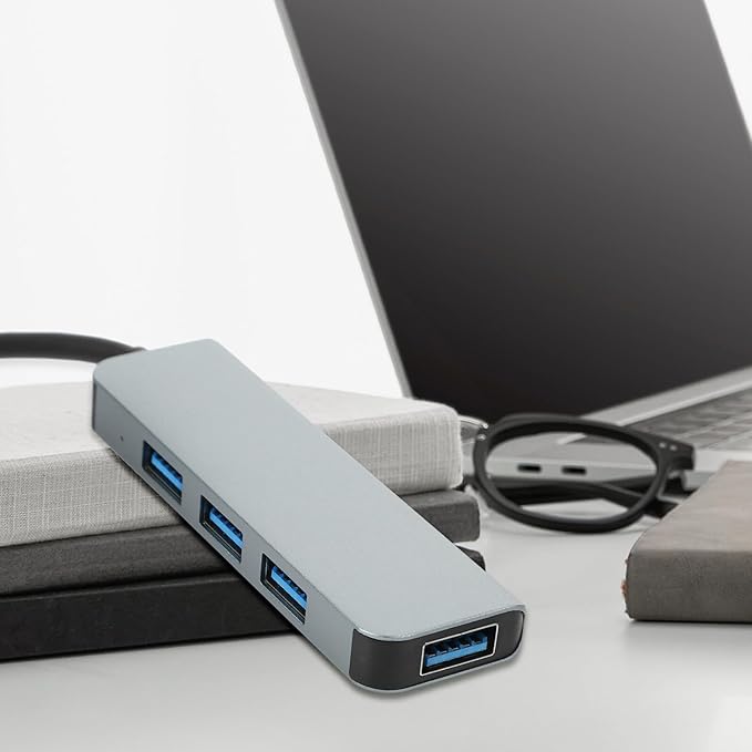 Port USB Hub Extension with Aluminum Case Portable USB Splitter Expander for Laptop High-Speed Data Transfer Plug and Play
