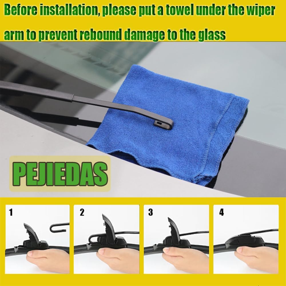 3 Wiper Blades, Front Wiper + Rear Wiper Blades for Toyota RAV4 2006-2012/Saturn xA 2004-2006 (24 inch + 17 inch + 12 inch) OE Original Style