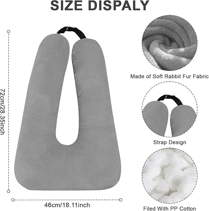 Car Pillow for Kids – Comfort Travel Pillow for Car – Soft Cotton Support Cushion for Children and Adults on Long Trips (Gray)