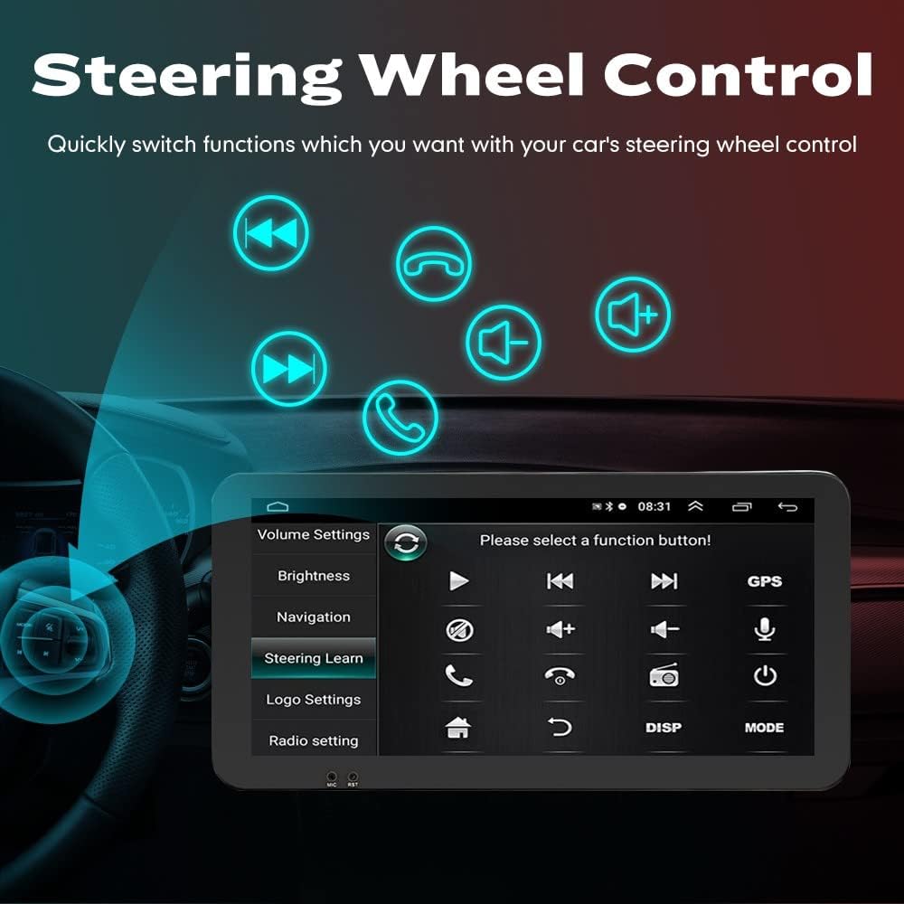 Kunfine Car CarPlay Android Auto Navigation Stereo GPS Radio Camera Display 10.33" QLED Touchscreen Headunit Tablet Media Player for Peugeot 301 2013-2022, if Applicable Octa Core 2G+32G Gloss Black