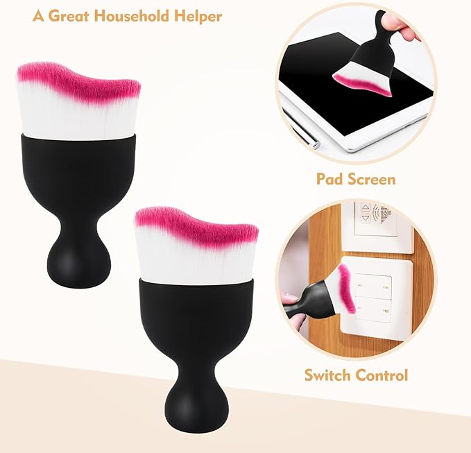 Car Interior Cleaning Brush Car Duster Interior with Ultra Soft Bristles Auto Detailing Brushes Dusting Car Accessories for Dashboard, AC Vents, Leather, Scratch-Free (2Pack_Red)