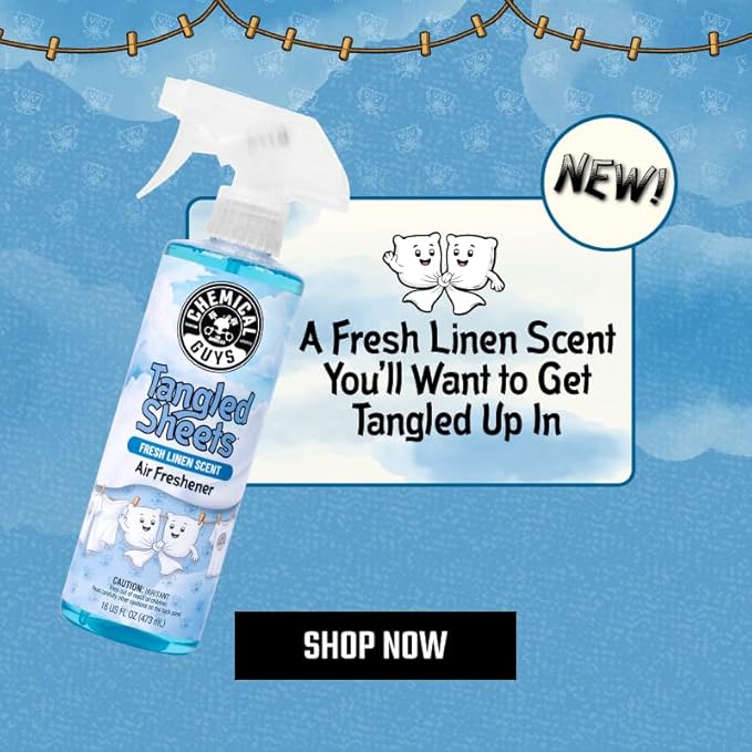 Chemical Guys Tangled Sheets Fresh Linen Scent Air Freshener Spray and Odor Eliminator, Clean Fabric Inspired Spray for Home, Office, Bathroom, Dorm, and Car Interior - 4 Fl Oz