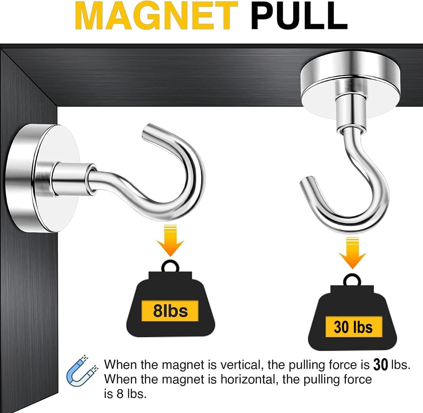 DIYMAG Magnetic Hooks, 30Lbs Strong Heavy Duty Cruise Magnet Hooks for Classroom, Fridge, Hanging, Cabins, Grill, Kitchen, Garage, Workplace and Office etc, (15 Pack-Silver)