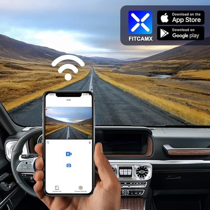 Fitcamx Front 2K+Rear 1080P Dash Cam Adapts for Mercedes-Benz G-Class 2019-2024 G550 (HD2-6166/Has 10 Vents) W463, OEM Style, Dual HD Video, WiFi & APP, Loop Recording G-Sensor, Easy to Use, 64GB Card