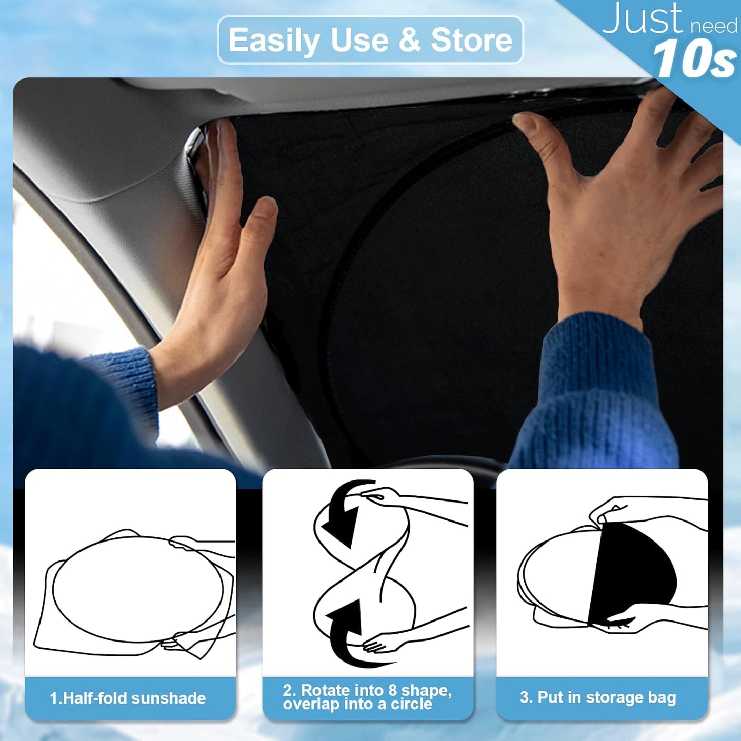 Custom Fit CHR Windshield Sunshade for 2018 2019 2020 2021 Toyota CH-R C-HR CHR, XLE Premium Car Accessories Front Window Reflective Shield Cover for Windshield Sun Visor Protector Block UV Rays