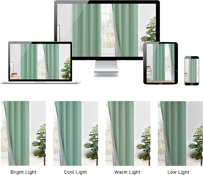 XWZO 100% Blackout Curtain 84 Inches Length 2 Panels Set - Extra Wide Thermal Insulated, Noise Reducing & Heat Blocking Drapes for Bedroom with Tiebacks, Light Sage, W60 x L84, 2 Pieces