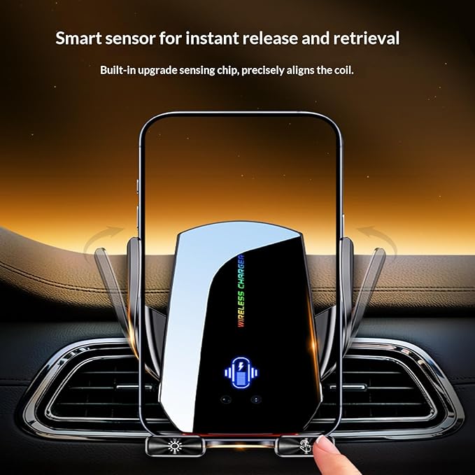 Wireless Car Charger,Phone Mount for Car Wireless Charger,15W Fast Charging Car Phone Holder Mount,Car Wireless Charger Universal Compatibility with All Wireless Charging Smartphones(Black)
