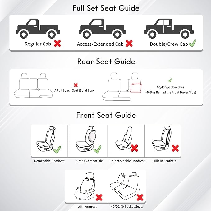 Huidasource Tacoma Seat Covers Full Set, Leather Pickup Truck Seat Cushion Cover Front & Rear Fit for 2016-2023 Double & Crew Cab Toyota Tacoma SR SR5 Limited TRD Sport/Pro/Off Road(Full Set/Black)