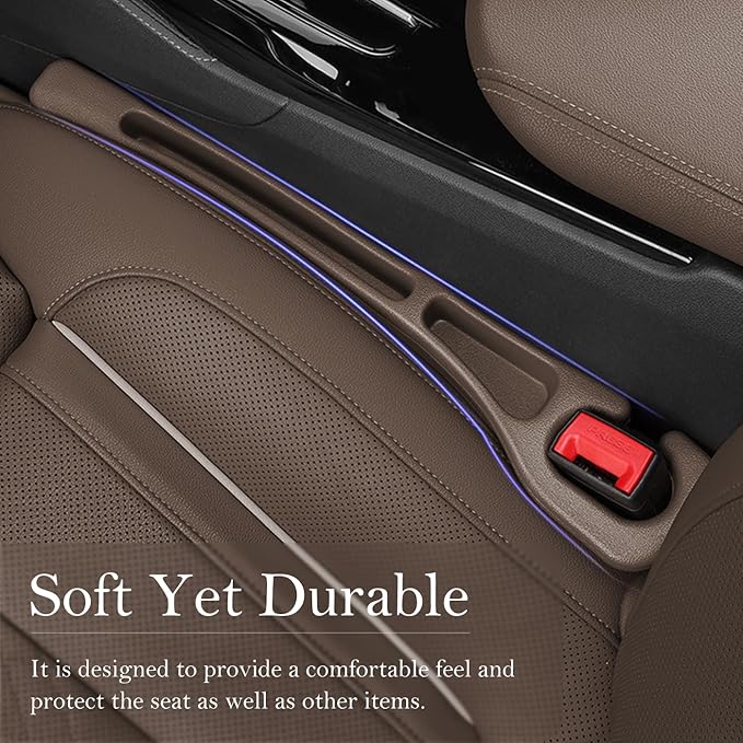 Car Seat Gap Filler 2-Pack, Universal Car Seat Gap Filler Organizer, Seat Gap Plug β Fills Gap Between Seat & Console (Brown)