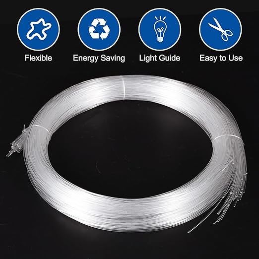 MECCANIXITY 50Pcs 13ft PMMA Mixed Fiber Optic Cable Strands 0.03 Inch Side Glow LED Illumination Crystal Cables Car Atmosphere Lights for Star Sky Roof Ceiling