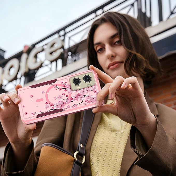 for Moto G Stylus 5G 2024 Case - Compatible with MagSafe Women Girls Cute Magnetic Phone Cover Girly Flowers Blossom Heavy Duty Shockproof Design for Motorola Moto G Stylus 5G 2024 Cases