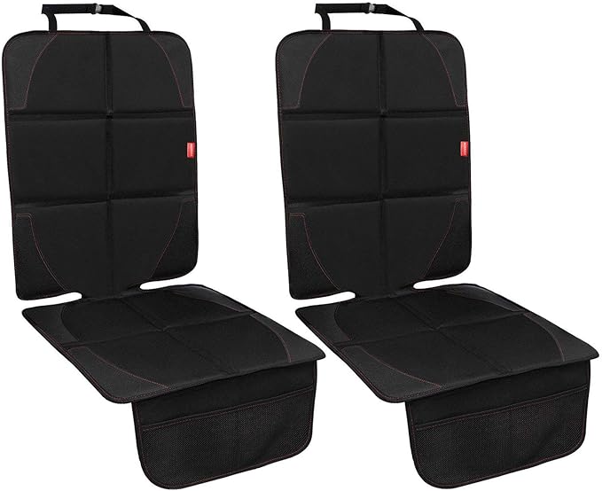 MORROLS Car Seat Protector, 2 Pack Carseat Protector with Thick Padding, Baby/Pets for Child Car Seat-Mesh Pockets-Waterproof-Universal Size(Black)