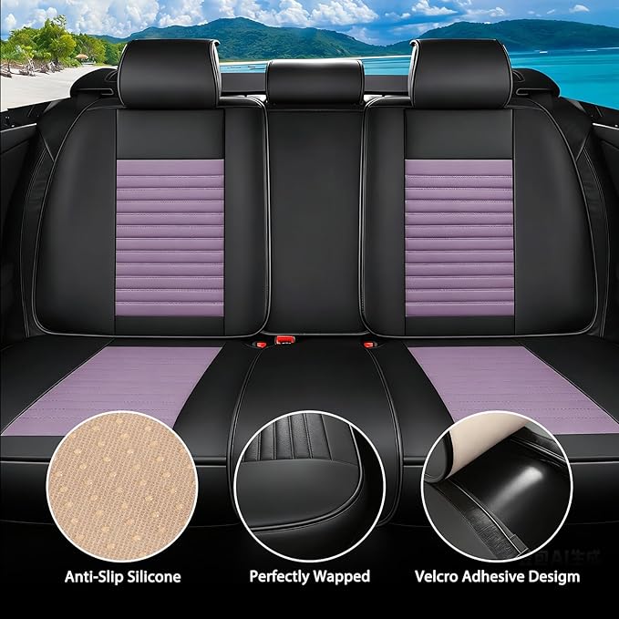Car Seat Covers Full Set Fit for Toyota Corolla Cross 2022-2025,2026, Premium Faux Leather Car Seat Protector,Breathable Anti-Slip Full Wrapping Edge Seat Covers(Black&Purple,Full Set)