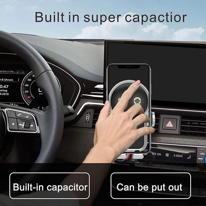 Cell phone holder wireless car charger,15W Auto Clamping Phone holders for your car fit for iPhone 16 15 14 13 12 Mini Pro Max 11 XR, Samsung Galaxy S24 Ultra S23 S22 S21+ Note 20 (Silver)