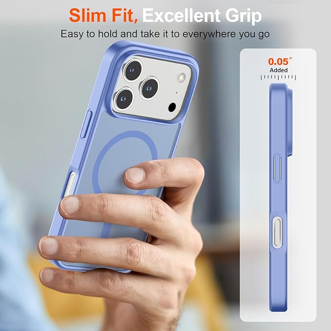 SUPFINE Magnetic for iPhone 17 Pro Case (Compatible with MagSafe)(Military Grade Drop Protection) Translucent Matte Shockproof with Anti-Fingerprint Phone Cover 2025,Blue Purple