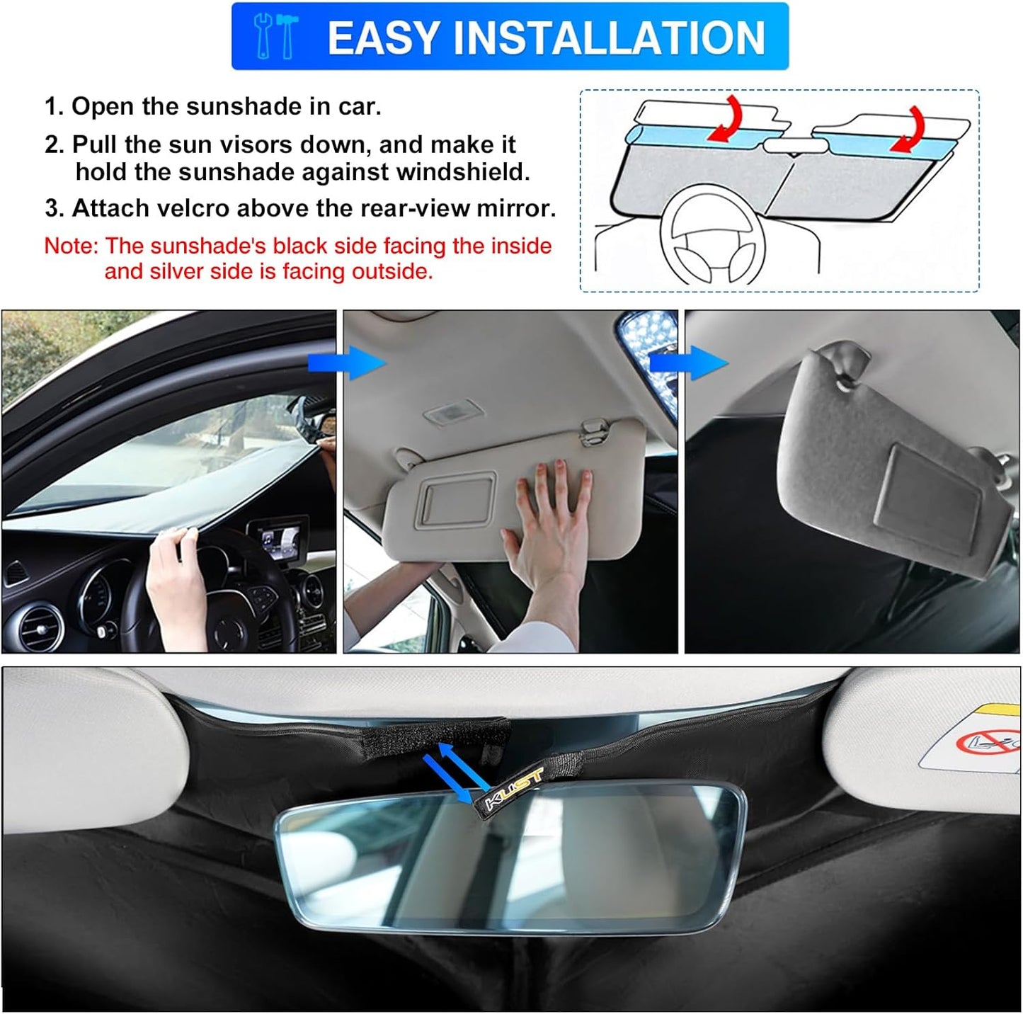 KUST Windshield Sun Shade for 2017-2022 Genesis G90 Sedan Accessories Custom Fit Sunshade Sun Visor Protector Foldable Blocks UV Rays Keep Your Car Cooler