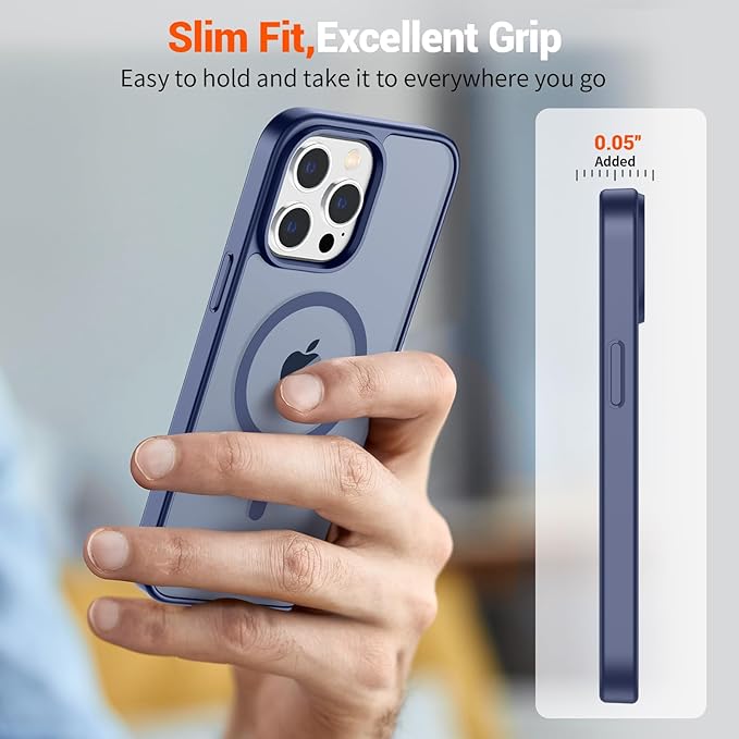 SUPFINE Magnetic for iPhone 13 Pro Case (Compatible with MagSafe) (Military Grade Drop Protection) Slim Translucent Matte Shockproof with Anti-Fingerprint Phone Case,Lavender Gray