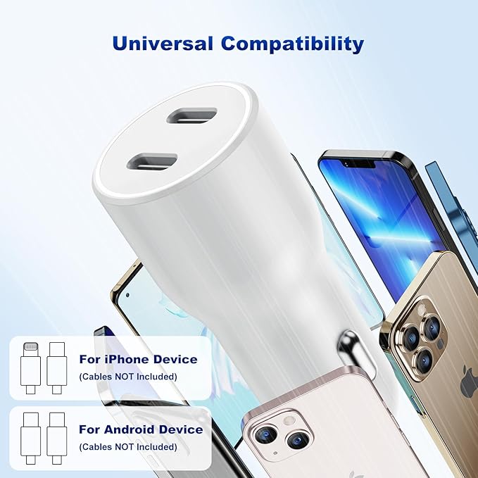iPhone 14 13 Car Charger, Certified 45W Dual Port USB C Rapid Apple Car Adapter with 6ft Type C to Lightning Cable Fast Charging for iPhone 14 Pro/14 Pro Max/14 Plus/13/12/11/X/XS/SE,iPad-Pink