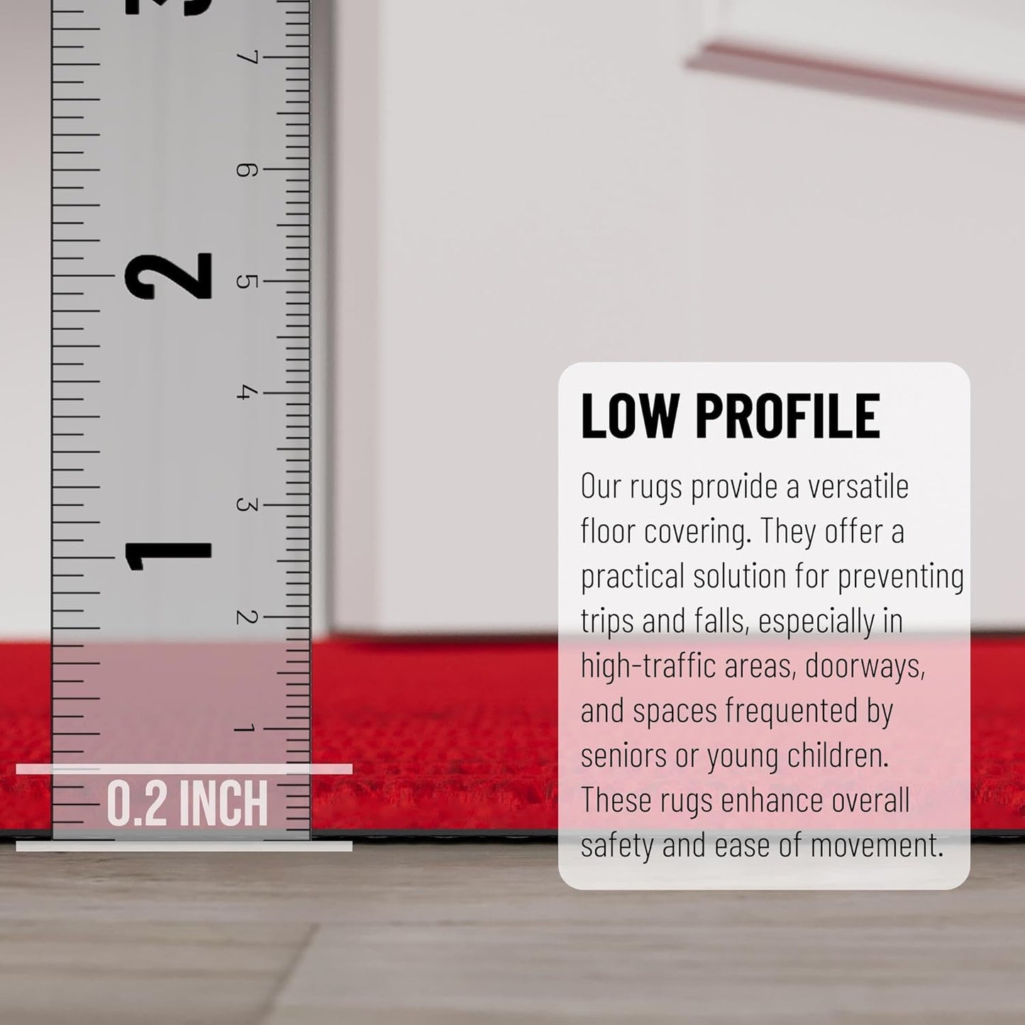 Ottomanson 2' x 9' Hallway Runner with Scraper Pile - Extra Durable Non-Slip Rug Mat for Indoor & Outdoor Use - Ideal for Kitchen, Entryway, Patio & Garage - High-Traffic Carpet, Red