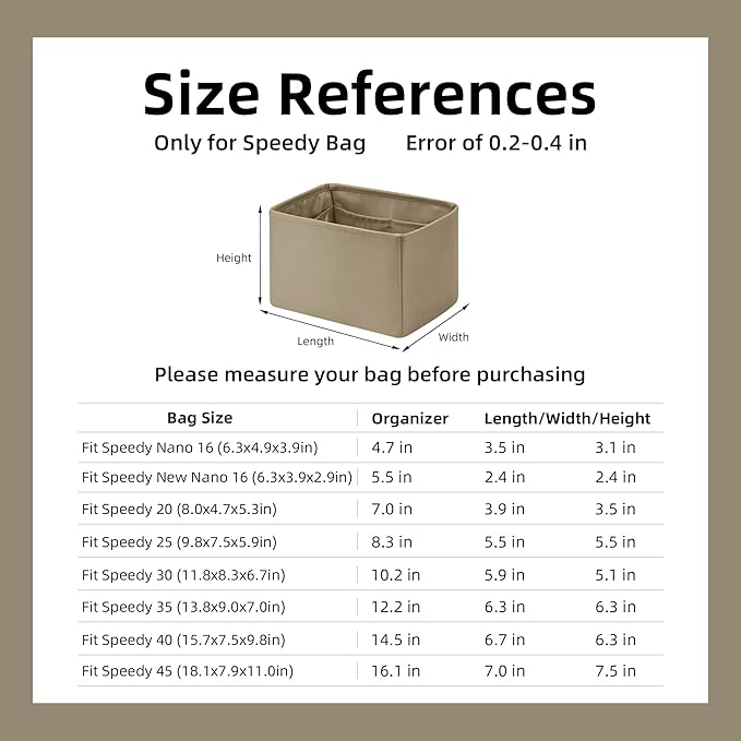 DGAZ Silk Purse Organizer Insert Fits LV Speedy 16/20/25/30/35/40/45 bags,Silky Smooth Bag Organizer,Luxury Handbag & Tote Shaper(Etoupe grey,SP40)