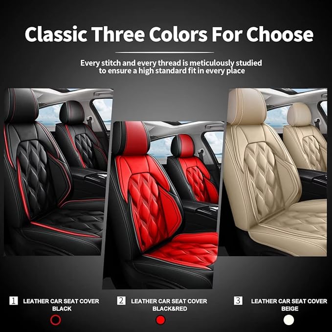 AOMSAZTO Car Seat Covers,2 Front Seats Custom Fit for Mitsubishi Outlander 2007-2025 2026,Leather Car Seat Cover Seat Cushion Protector,Airbag Compatible Waterproof Black&Red
