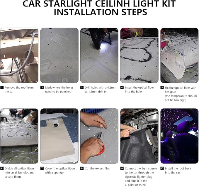 16W Car Home Starlight Headliner Kit, Twinkle & Sound Activate RGBW Fiber Optic Lights with APP & Remote Control, Shooting Star Lights for Ceiling Decoration, 600 pcs 9.8ft