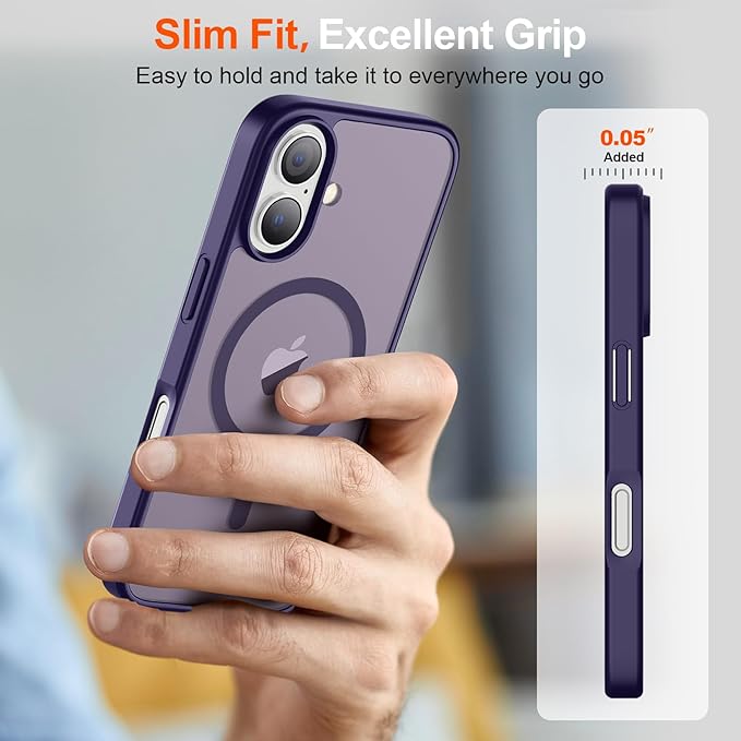 SUPFINE Magnetic for iPhone 17 Case (Compatible with MagSafe)(Military Grade Drop Protection) Translucent Matte Shockproof with Anti-Fingerprint Phone Cover,Dark Purple