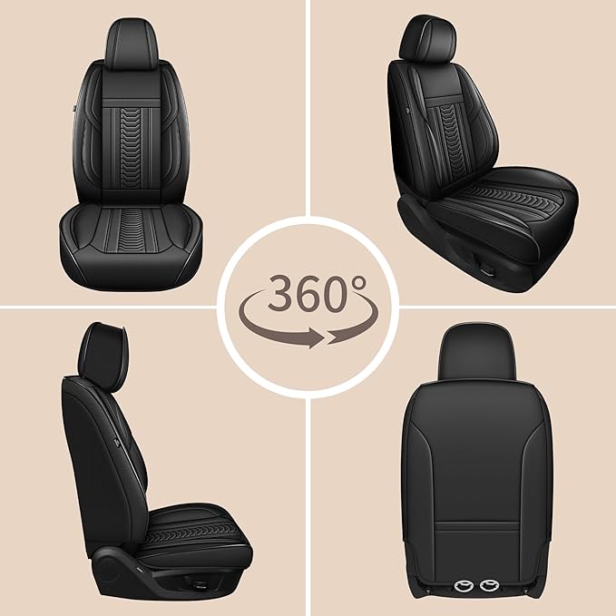 TTX LIGHTING for Jeep Liberty 2002-2012 Seat Covers: Waterproof Leather Seat Protector with Airbag Compatible (2 Front Seats,Black)