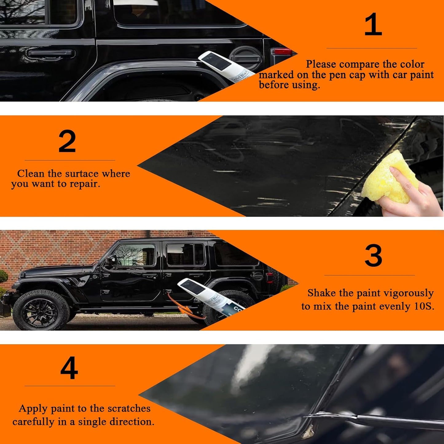 PX8/DX8 Black Touch Up Paint for Jeep, Car Paint Pen Scratch Repair Two-In-One Touch Up Paint, Premium Car Scratch Remover for Deep Scratches