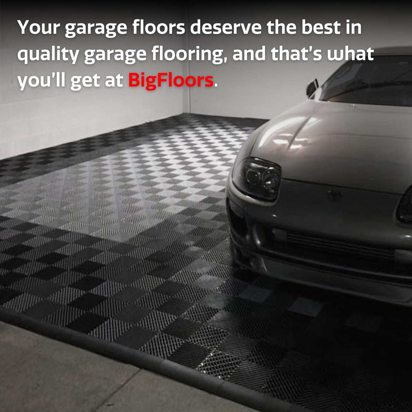RaceDeck Free-Flow Open Rib Self-Draining Design, Durable Copolymer Plastic Interlocking Modular Garage Flooring Tile (Red, 48 Pack of 12 x 12" Tiles)