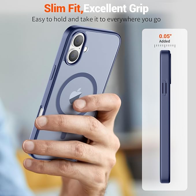 SUPFINE Magnetic for iPhone 16 Case (Compatible with MagSafe) (Military Grade Drop Protection) Slim Translucent Matte Shockproof with Anti-Fingerprint Phone Case,Lavender Gray