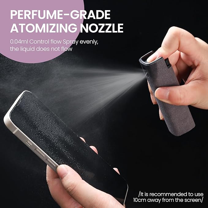 2 Pcs Screen Cleaner Kit, 3-in-1 Touchscreen Mist Cleaner Spray Bottle Tool & Microfiber Cloth for Phone/Laptop/Tablet/TV/Monitor/Car Screens(Grey)