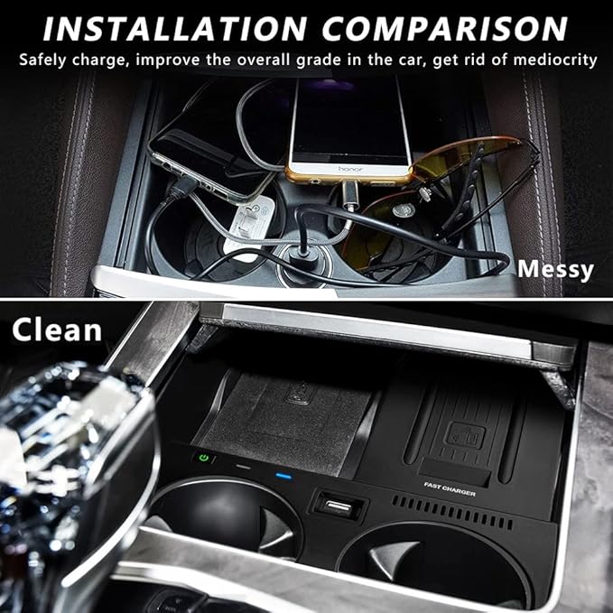 Wireless Car Charger Compatible with BMW X5 X6 X5M X6M 2020-2022 Center Console Accessory Panel, 15W Qi Fast Charging Phone Pad for F85/F86 Support Original NFC, size