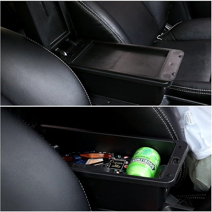 AULPHIKE Compatible with Nissan Versa Armrest 2020-2024 Car Center Console Organizer Armrests Double Layer Storage with 3 USB(Black)