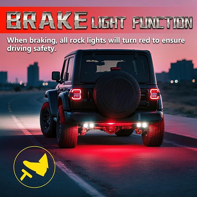 16 Pods RGB LED Rock Lights for Trucks Offroad Pickup Trailer Sedan SUV Cars, Waterproof Multicolor Neon Underglow Kit with Bluetooth APP/RF Remote, Vehicle Accent Underbody Light Underneath 12V