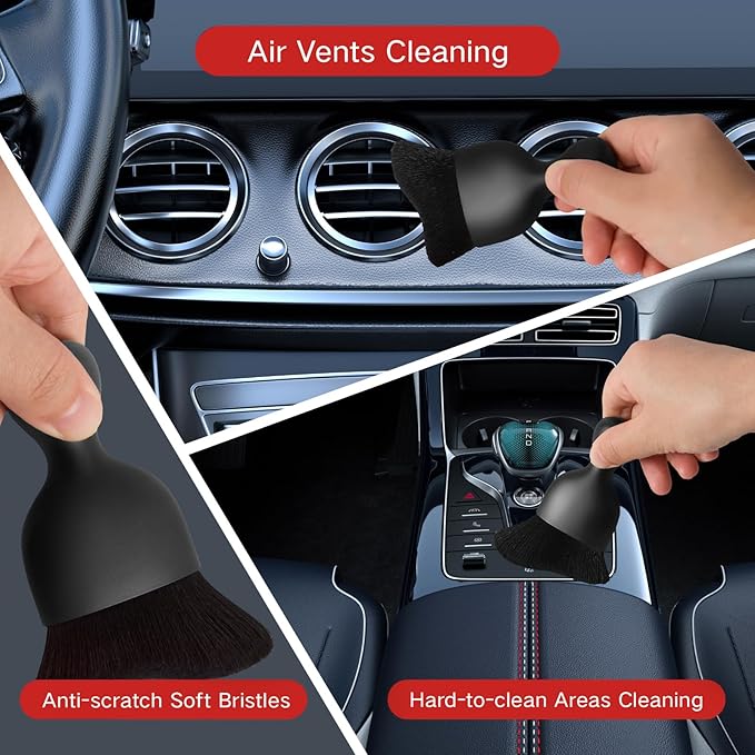 Qydipclin 10pcs Windshield Cleaner Tool, Car Window Cleaning Wash Kit with 4 Reusable Microfiber Pads 1 Spray Bottle and Extendable Handle Auto Glass Wiper Kit, Red