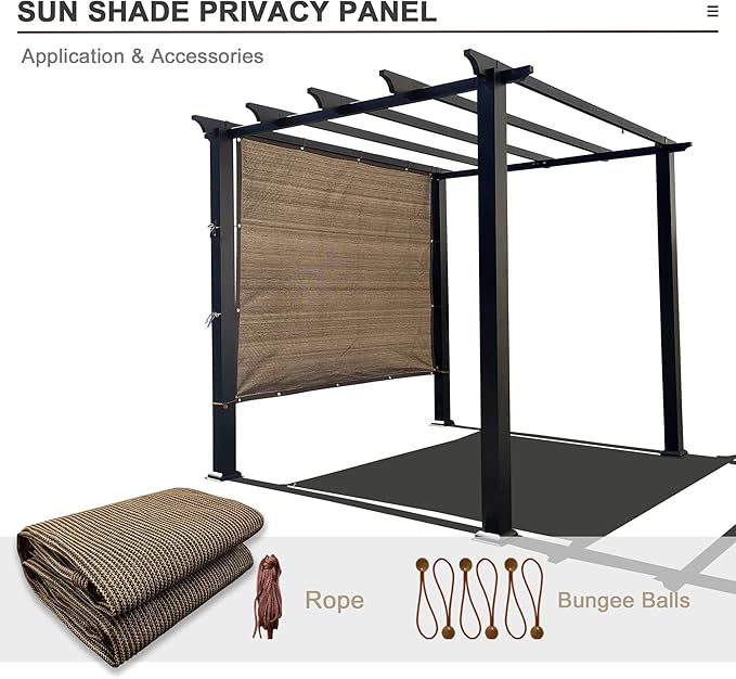Alion Home Sun Shade Privacy Panel with Grommets and Hems on 4 Sides for Patio, Awning, Window, Pergola or Gazebo - Mocha Brown (12' W x 5' H)