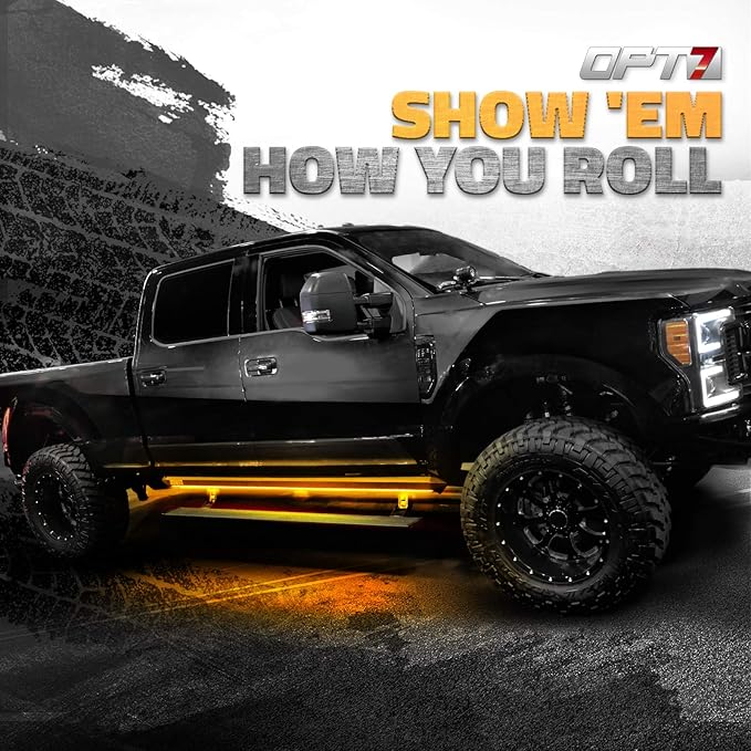 OPT7 Sidekick 86" Running Board Lights 2PCS LED Strips w/Sequential Amber Turn Signal Side Marker, DRL, White Courtesy Light for Extended Crew Cab Pickup - Truck Decorations
