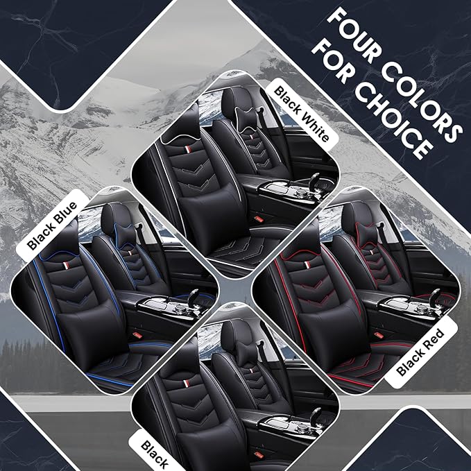 Car Seat Cover 8 Seats for Hyundai Palisade 2020-2025, Durable Wear Resistant Waterproof Sport Seat Cover, Breathable No Odor Premium Leather Vehicle Seat Covers.(Luxury,Black Blue)