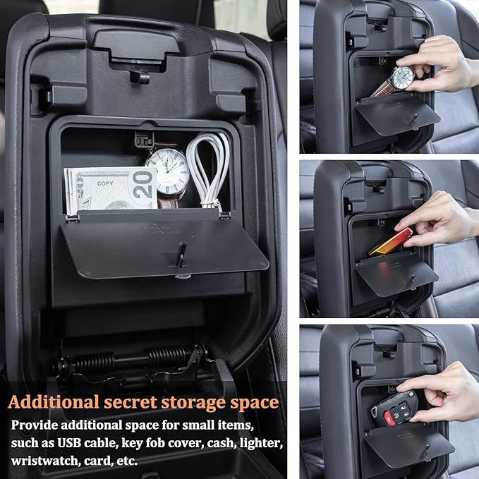 JKCOVER Front Under Seat Tray and Armrest Hidden Box Storage Organizer Compatible with Jeep Wrangler JL/JLU 2018-2023 2024 2025 2026 and Jeep Gladiator JT Truck 2020-2026 Accessories (Patented Design)