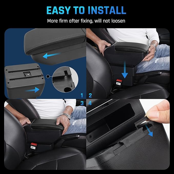 YJYWZH Armrest Box for Nissan Almera Versa 2012-2019 Car Center Storage Box Organizer Interior Hand Centre Consoles with 4 USB Ports Cup Holder Arm Rest Double-Layer Black Accessories