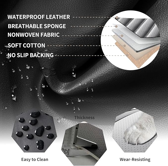 Front Seat Covers Fit for Toyota C-HR 2018-2022, Car Seat Covers Front Seats, Breathable Faux Leather Automotive Seat Covers Front Pair Anti-Slip Seat Cover(Black&Gray, Front)