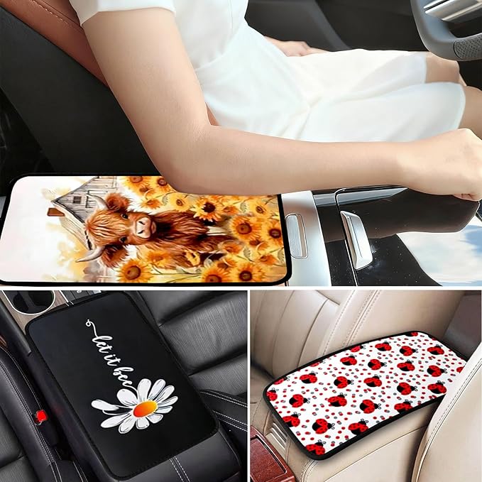 Southwestern Ethnic Vehicle Center Console Armrest Cover Pad,Western American Car Accessories Middle Console Cushion Pad,Auto Arm Rest Mat Aztec Gifts for Women Men Dad for Most Vehicle SUV Truck
