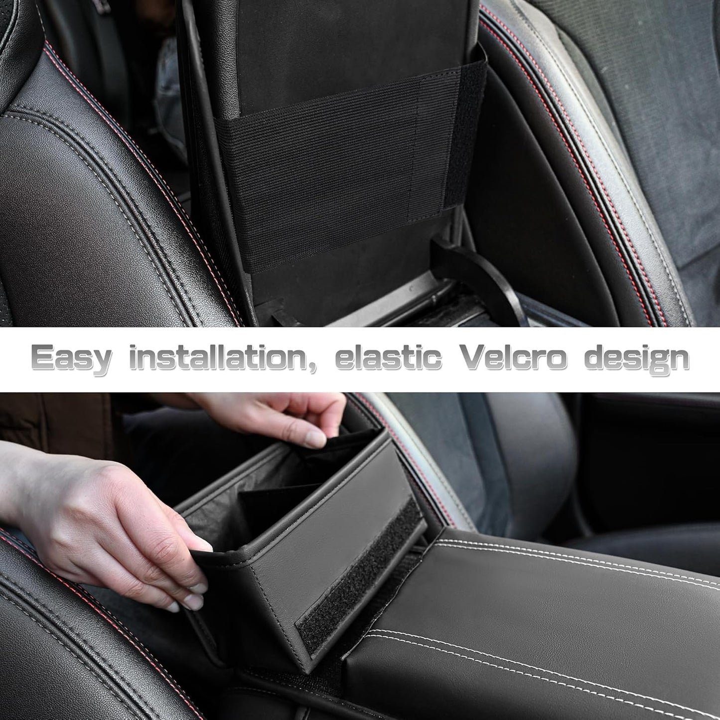 JEYODA Upgraded Car Armrest Cover,Premium Leather Car Armrest Cover Cushion with Storage Holder, Caddy for car (grey)